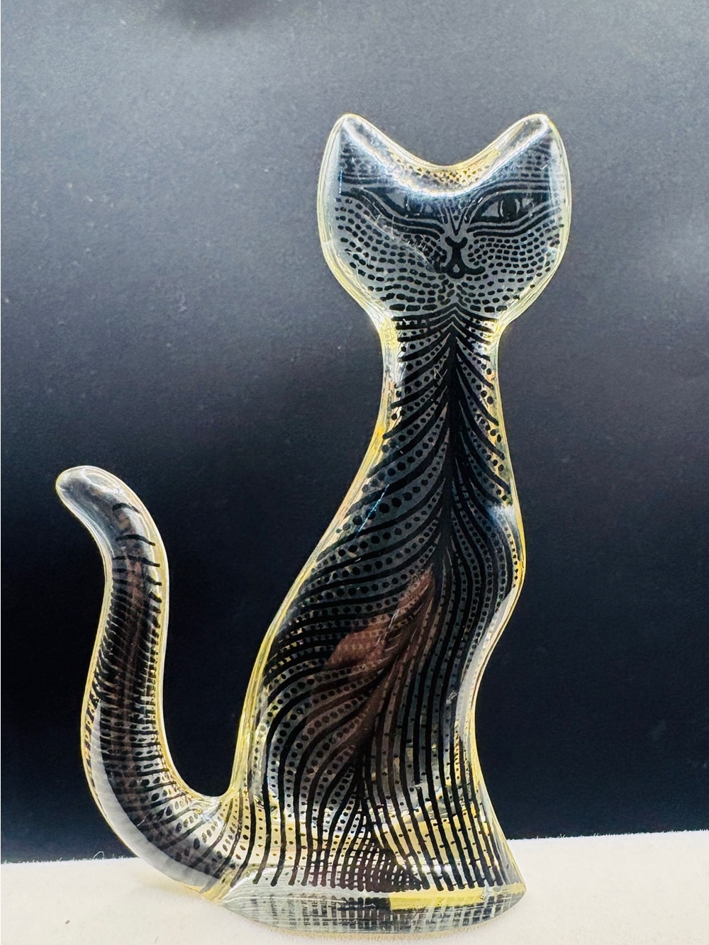 Collector Vintage Abraham Palatnik Lucite Cat Sculpture Brasil Artemis Signed 4"
